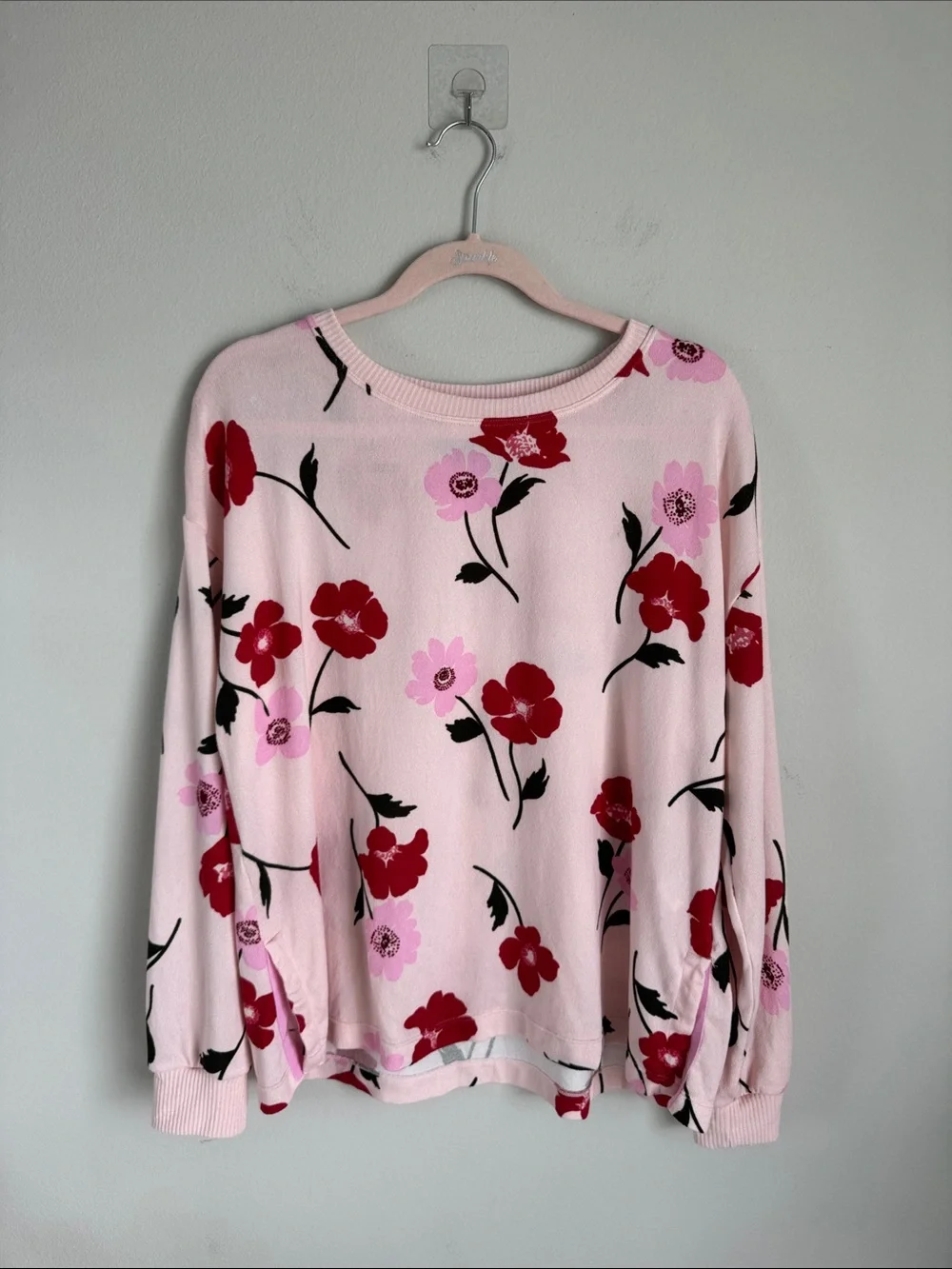 Kate Spade New York Floral Pajama Lounge Set Pink Red Print Women’s Large
